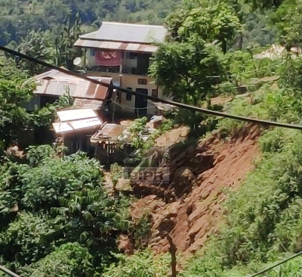 Landslide at Mission Compound ward, Kiphire. (DIPR Photo)